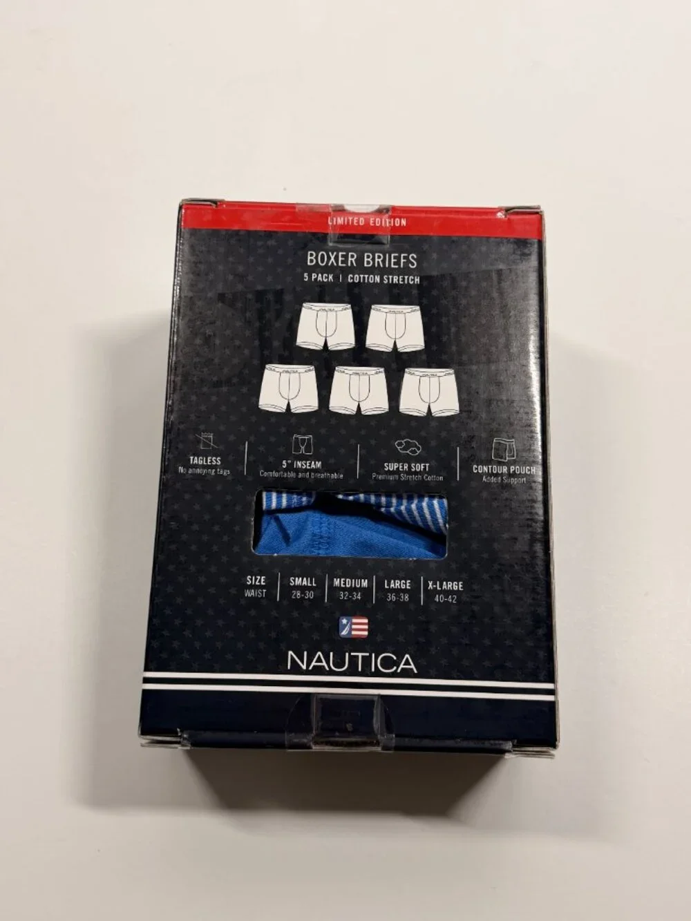 NWT Nautica Cotton Stretch Boxer Briefs - 5 Pack - Varied Colors and Prints